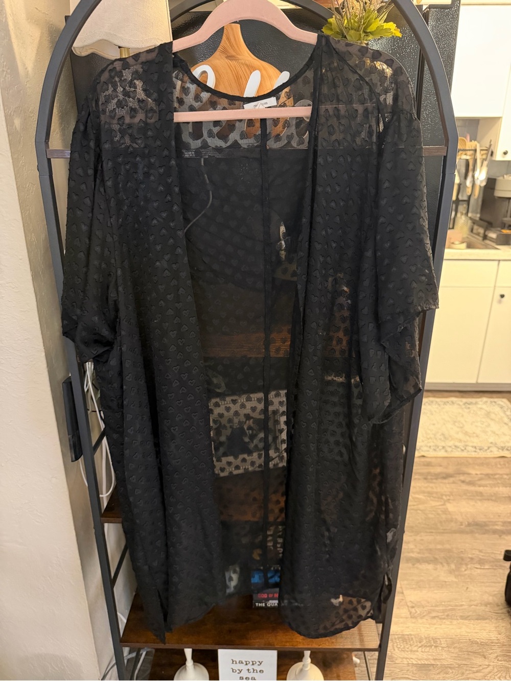 Maurices Sheer Black Open-Front Cover-Up